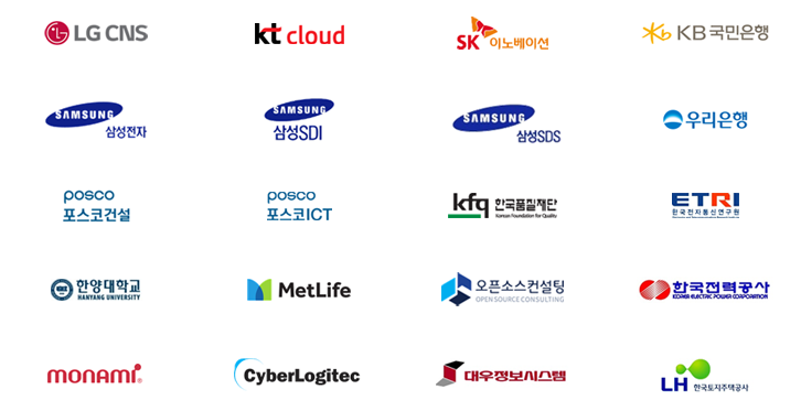 주요 교육, 코칭, 컨설팅 사례 로고 모음